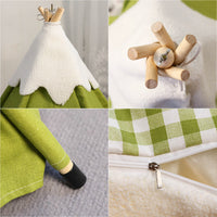 HKM-6351293 Cozy Removable Cat Tent Nest in Snow Velvet - Green, Blue, Pink, Khaki