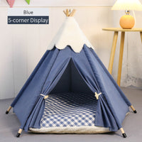 HKM-6351293 Cozy Removable Cat Tent Nest in Snow Velvet - Green, Blue, Pink, Khaki