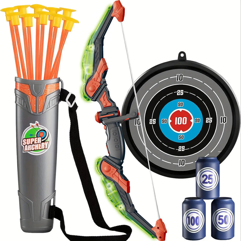 HKM-635155 LED Bow and Arrow Shooting Set with Suction Cup Target for Indoor and Outdoor Fun