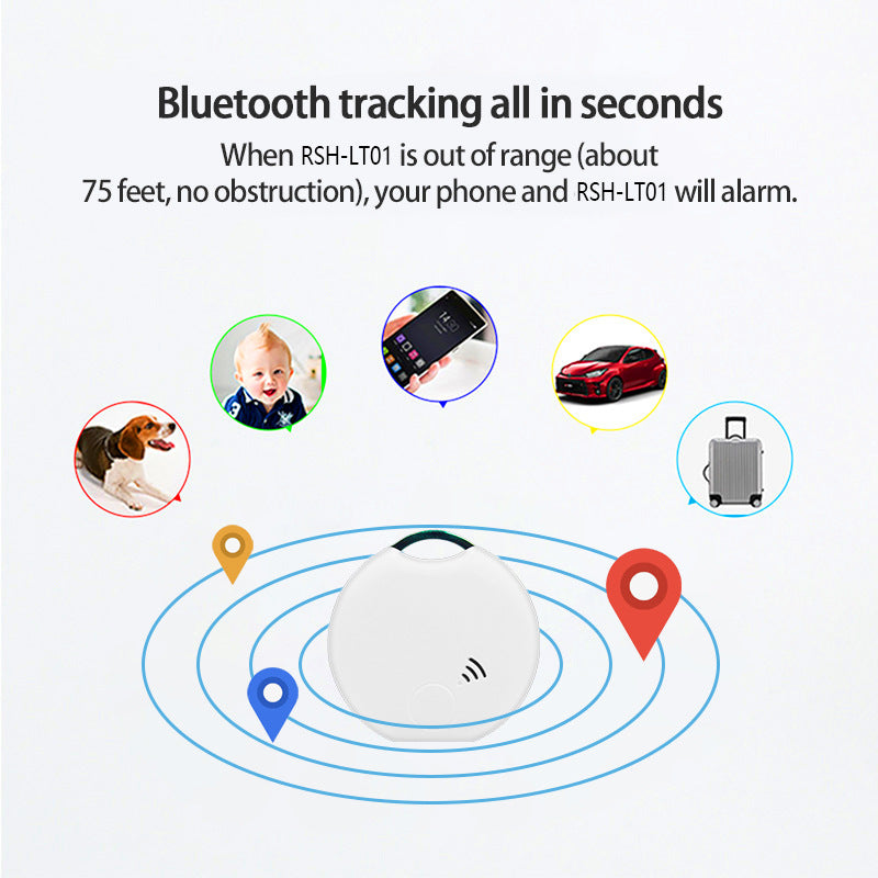 HKM-6351933 Smart Bluetooth Pet Location Tracker - White Plastic Design, Compact Size 40x40x10mm