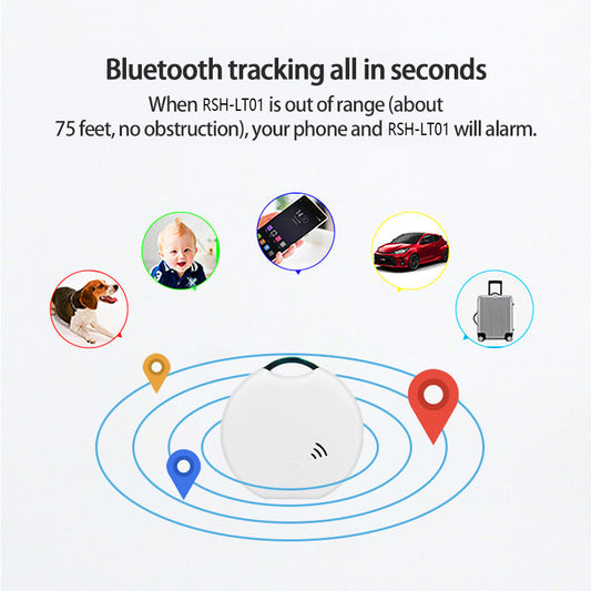 HKM-6351933 Smart Bluetooth Pet Location Tracker - White Plastic Design, Compact Size 40x40x10mm