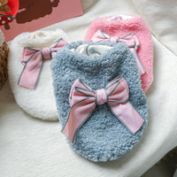 HKM-6352061 Bowknot Pattern Polyester Pet Vest in Blue, White, and Pink - Available in Multiple Sizes