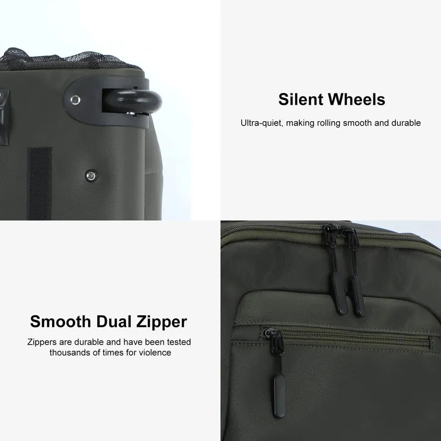 HKM-635219 20 Inch Travel Trolley Laptop Backpack with Wheels for Men - Durable Outdoor Fabric Design