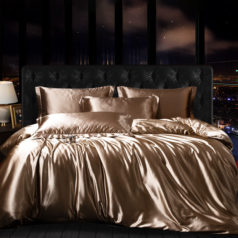 HKM-635219 Silk Four-Piece Modern Minimalist Quilt Cover Set for Various Bed Sizes