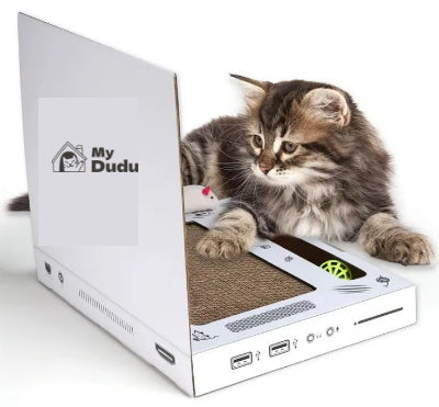 HKM-6352445 Foldable White Cat Scratch Board - Wear-Resistant Corrugated Paper, 33*25*5 cm