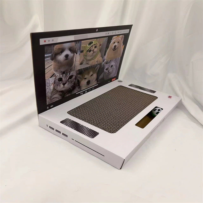 HKM-6352445 Foldable White Cat Scratch Board - Wear-Resistant Corrugated Paper, 33*25*5 cm