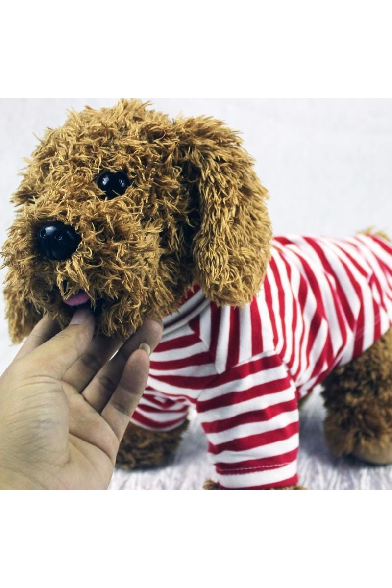 HKM-6352829 Striped Cotton T-Shirt for Small to Medium Dogs in Black/White or Red/White