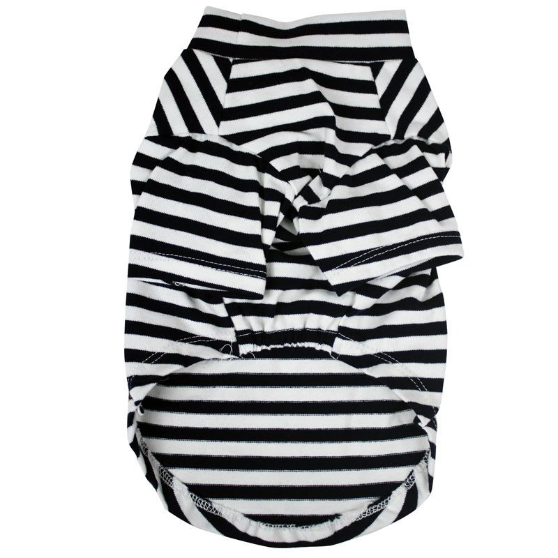 HKM-6352829 Striped Cotton T-Shirt for Small to Medium Dogs in Black/White or Red/White