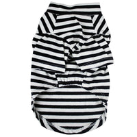 HKM-6352829 Striped Cotton T-Shirt for Small to Medium Dogs in Black/White or Red/White