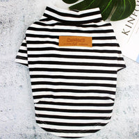 HKM-6352829 Striped Cotton T-Shirt for Small to Medium Dogs in Black/White or Red/White