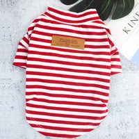 HKM-6352829 Striped Cotton T-Shirt for Small to Medium Dogs in Black/White or Red/White