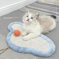 HKM-6353725 Wall-Mounted Natural Sisal Cat Scratching Mat with Cute Cartoon Design, Durable Protector for Indoor Cats