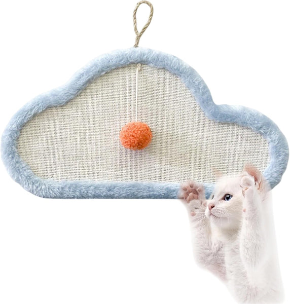 HKM-6353725 Wall-Mounted Natural Sisal Cat Scratching Mat with Cute Cartoon Design, Durable Protector for Indoor Cats