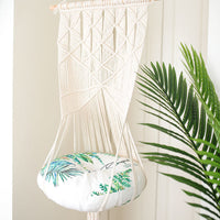 HKM-6353853 Hand-Woven Cotton Cat Hammock with Geometric Design - Cozy Pet Swing for Cats