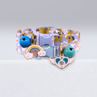 HKM-6354237 Colorful Cat Collar with Floral Patterns and Rainbow Designs - Adjustable XS to S Sizes
