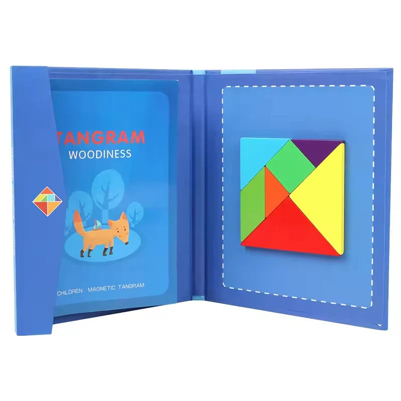HKM-635475 Magnetic Wooden Tangram Puzzle for Kids - Educational Jigsaw Toy for Ages 3 and Up