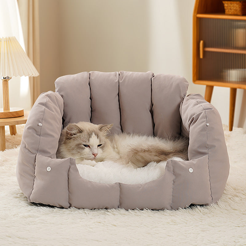 HKM-6356285 Dual-Purpose Soft Arched Cat Nest - Enclosed, Comfortable & Deformable Pet Sofa for Cats and Dogs