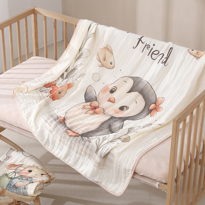 HKM-6358845 Cotton Cartoon Baby Blanket in Various Animal Designs - Soft Bamboo Fiber