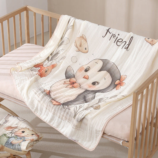 HKM-6358845 Cotton Cartoon Baby Blanket in Various Animal Designs - Soft Bamboo Fiber