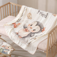 HKM-6358845 Cotton Cartoon Baby Blanket in Various Animal Designs - Soft Bamboo Fiber