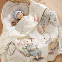HKM-6358845 Cotton Cartoon Baby Blanket in Various Animal Designs - Soft Bamboo Fiber