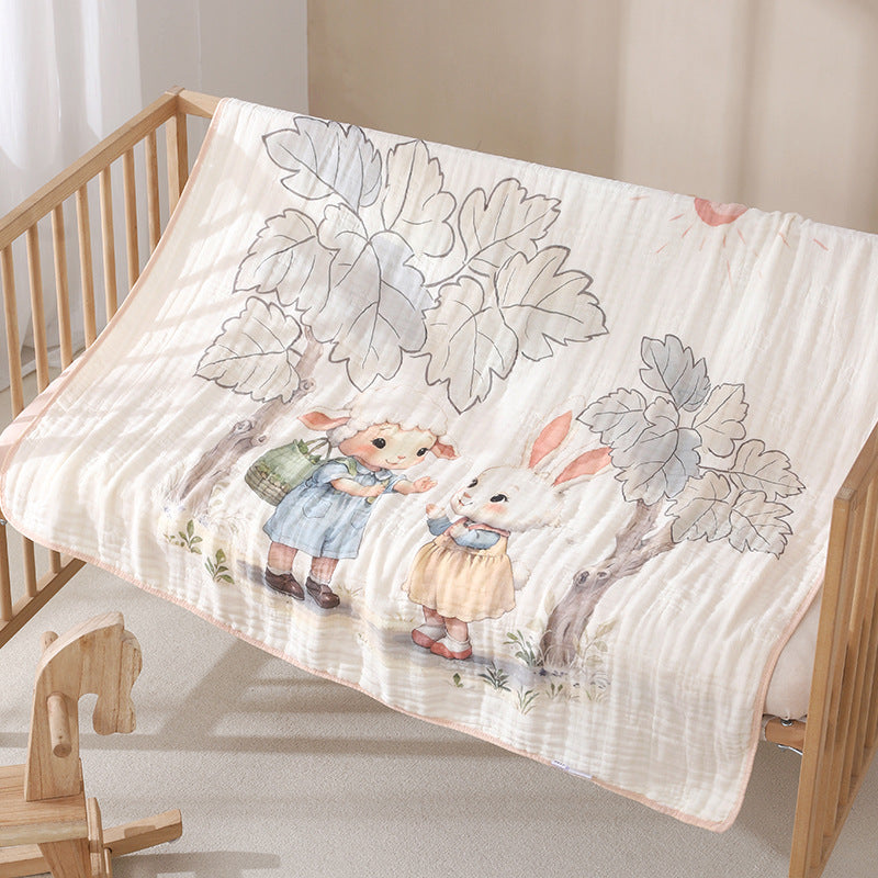 HKM-6358845 Cotton Cartoon Baby Blanket in Various Animal Designs - Soft Bamboo Fiber