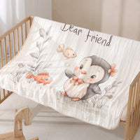 HKM-6358845 Cotton Cartoon Baby Blanket in Various Animal Designs - Soft Bamboo Fiber