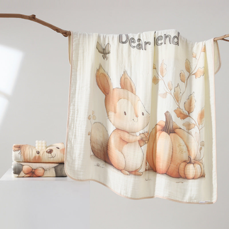 HKM-6358845 Cotton Cartoon Baby Blanket in Various Animal Designs - Soft Bamboo Fiber