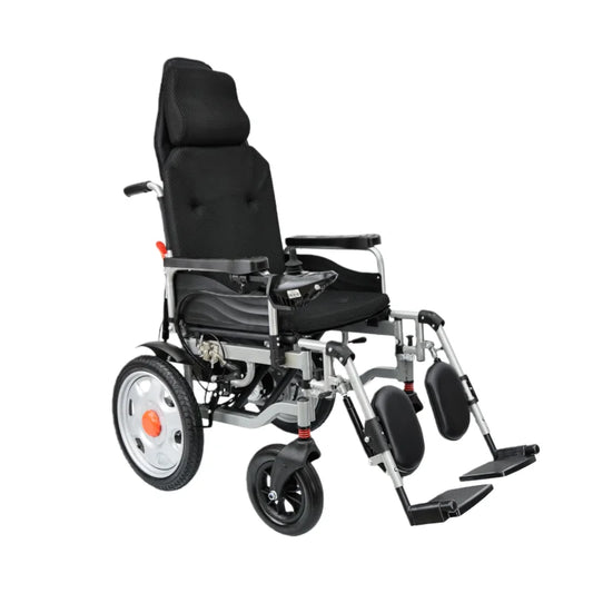 HKM-635923 Lightweight Folding Electric Wheelchair with Remote Control, 12Ah Battery, Carbon Steel Frame, 120kg Capacity, CE Certified