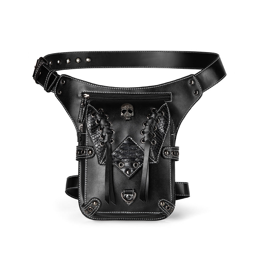 HKM-635923 Retro PU Leather Waist Bag for Outdoor Cycling and Motorcycle Rides - Versatile Messenger for Phones and Essentials