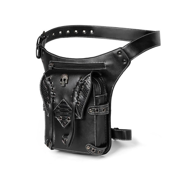 HKM-635923 Retro PU Leather Waist Bag for Outdoor Cycling and Motorcycle Rides - Versatile Messenger for Phones and Essentials