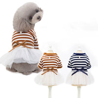 HKM-6359613 Cotton Skirt Dress for Small Female Dogs in Coffee and Dark Blue