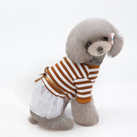 HKM-6359613 Cotton Skirt Dress for Small Female Dogs in Coffee and Dark Blue