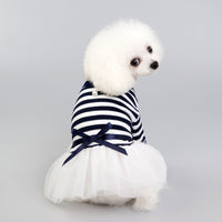 HKM-6359613 Cotton Skirt Dress for Small Female Dogs in Coffee and Dark Blue