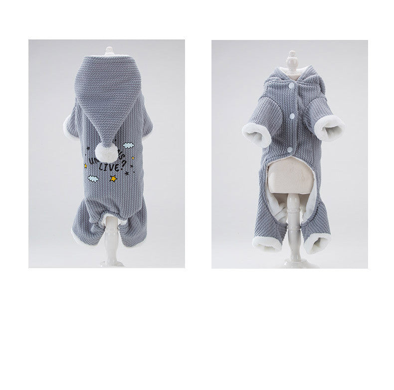 HKM-6360381 Padded Coral Fleece Boxer for Pets in Grey and Pink, Sizes XS to XXL