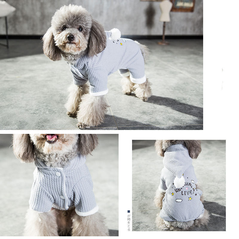HKM-6360381 Padded Coral Fleece Boxer for Pets in Grey and Pink, Sizes XS to XXL