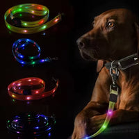 HKM-6361789 Luminous Colorful Dog Collar with Anti-Lost Hand Holding Rope