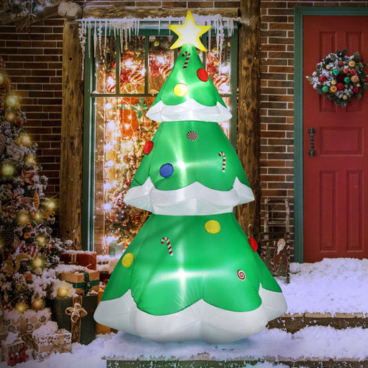 HKM-636179 6.9ft Inflatable Christmas Tree with LED Lights and Decorative Star Topper