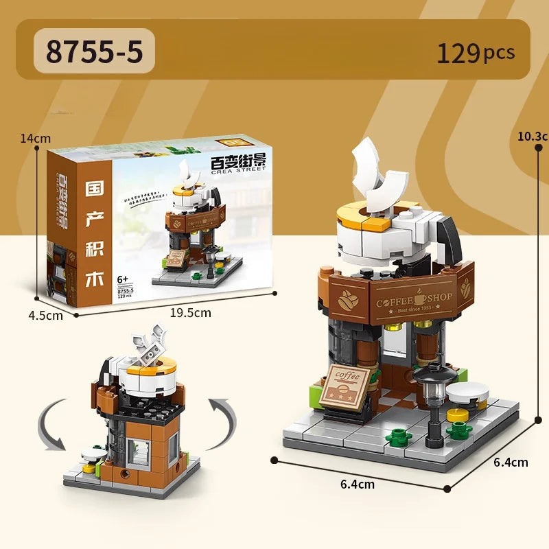 HKM-636179 8-in-1 Mini City Street View 3D Building Block Set for Kids