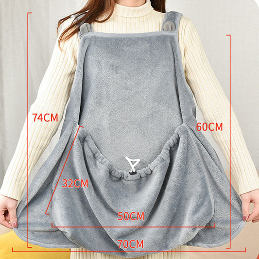 HKM-6362173 Soft Plush Pet Pinafore Apron in Grey - Non-Stick Arctic Velvet for Pets 1-7kg