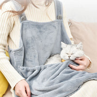 HKM-6362173 Soft Plush Pet Pinafore Apron in Grey - Non-Stick Arctic Velvet for Pets 1-7kg