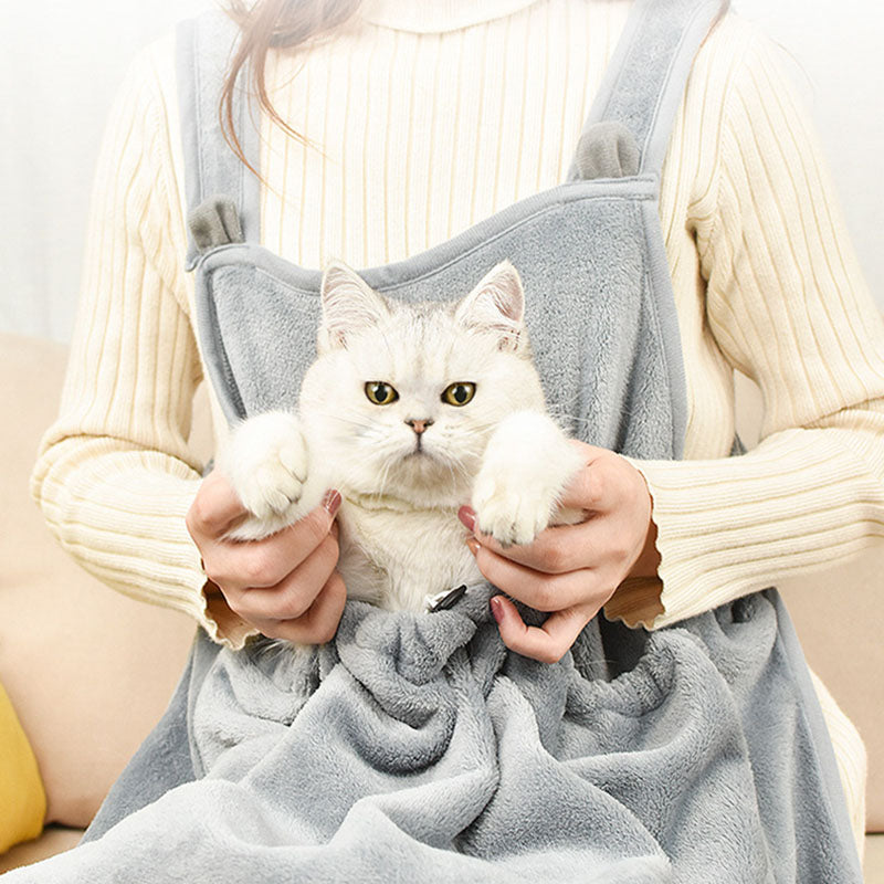 HKM-6362173 Soft Plush Pet Pinafore Apron in Grey - Non-Stick Arctic Velvet for Pets 1-7kg