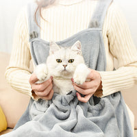 HKM-6362173 Soft Plush Pet Pinafore Apron in Grey - Non-Stick Arctic Velvet for Pets 1-7kg