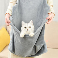 HKM-6362173 Soft Plush Pet Pinafore Apron in Grey - Non-Stick Arctic Velvet for Pets 1-7kg