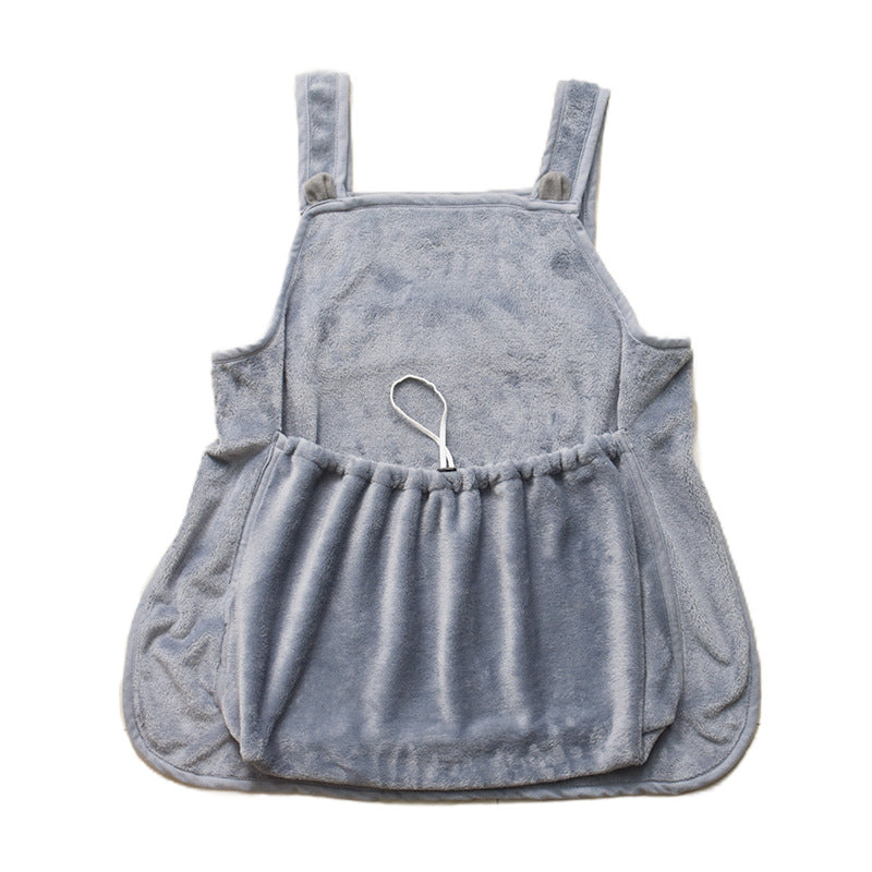 HKM-6362173 Soft Plush Pet Pinafore Apron in Grey - Non-Stick Arctic Velvet for Pets 1-7kg
