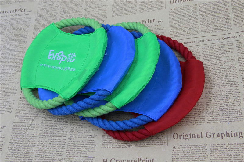 HKM-6362813 Pet Dog Flying Disc Toy - Lightweight Canvas & Rope Frisbee for Outdoor Play, 19cm Diameter