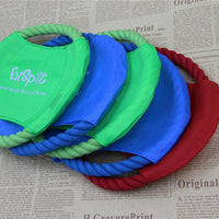HKM-6362813 Pet Dog Flying Disc Toy - Lightweight Canvas & Rope Frisbee for Outdoor Play, 19cm Diameter