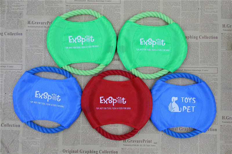 HKM-6362813 Pet Dog Flying Disc Toy - Lightweight Canvas & Rope Frisbee for Outdoor Play, 19cm Diameter