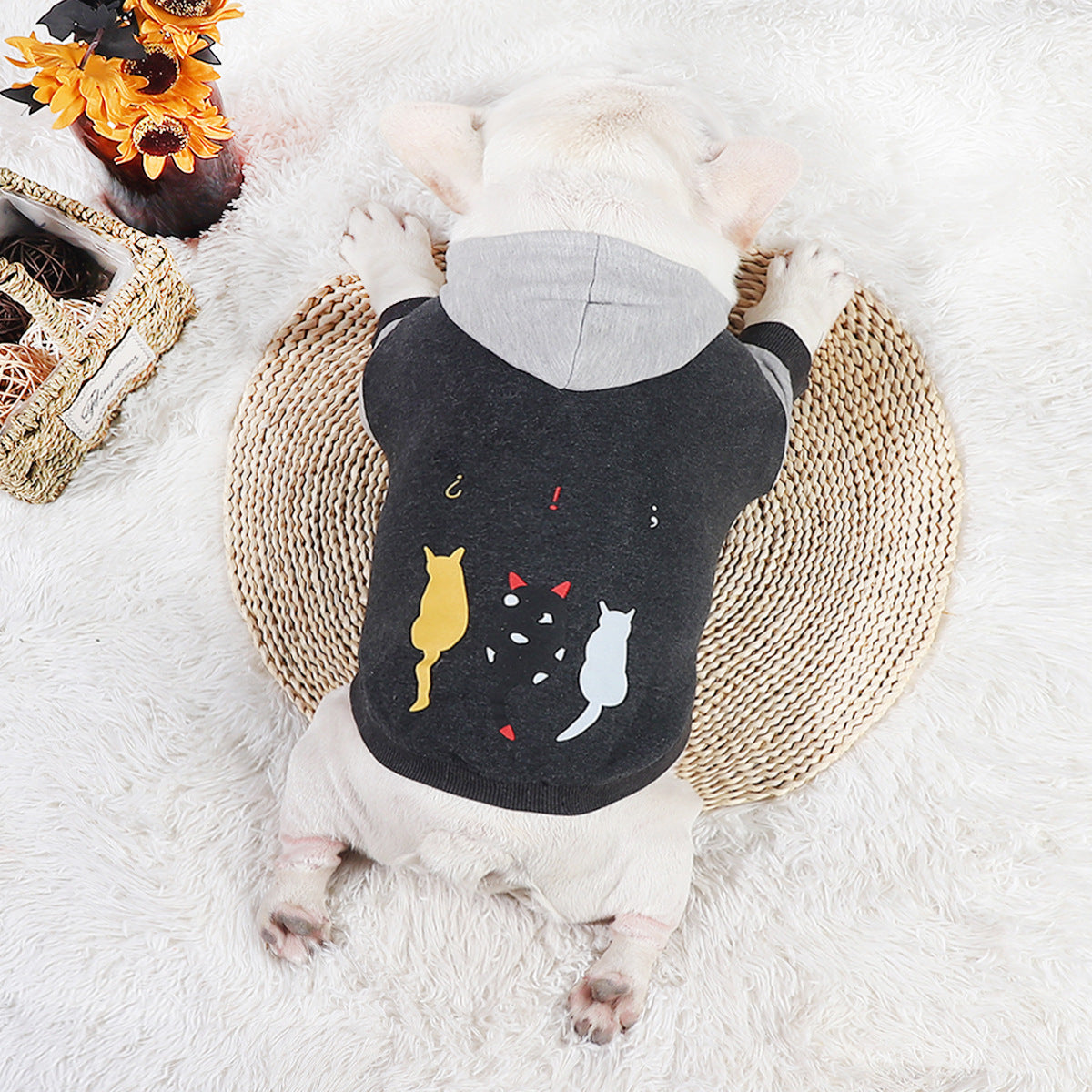 HKM-6363069 Stylish Grey Cotton Two-Legged Dog Sweater with Print