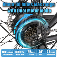 HKM-636371 Dual Motor Electric Mountain Bike with 2000W Power and 21 Speed – 26'' Fat Tire Design